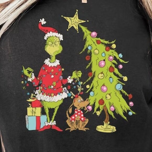 Grinch Christmas Tree T-Shirt Funny Holiday Xmas Movie Graphic Tee 103 - Picture 2 of 5